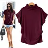 T-shirts pour femmes Femme Casual Coltweneck Coton Girl Girl Solid Top Shirt Femelle Plus Taille Clothing Fashion