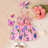 Robes de fille bébé style d'été suspension couleur papillon enveloppe la taille mignonne robe
