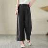 Pantaloni da donna estate casual classica gamba per donne comode alte cintura pantalone a colori solidi signore eleganti lino harem morbido