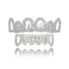 Hiphop Iced Zircon dente homem homem corporal piercing jóias Hollow out zirconia cúbica 8pcs grades de dentes de tampa superior de tampa inferior 240418