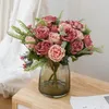 Fleurs décoratives Silk Peony Bouquet Bluk Outdoor Home Marriage Décoration de Noël Garland Fausses Plantes Ferns Bride DIY Gift Artificiel