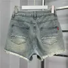 Jeans pour femmes rétro mince strass Shorts denim short femme d'été de femme