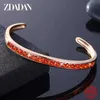 Bangle Zdadan 925 Sterling Silver Inclaid Gemstone Aberto Adequado para festas de casamento de jóias de moda feminina Q240506