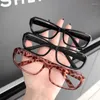 Zonnebrillen Plastic smal glas Kleine vierkante frame glazen zonder lenzen Tea Leopard Print Girl Y2K -bril Cosplay Decoratieve brillen