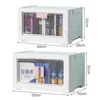 Förvaringslådor BINS Fällbar förvaringslåda stor kapacitet Stapble Sundries Organizer Bedroom Toy Home Sortering Transparent Window Q240506