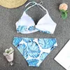 Dames Swimwear Cputan 2024 Halter Bikini Set Push Up Vintage Print Braziliaanse Biquini Bathing Suit voor meisjes Summer Beachwear Plus Maat