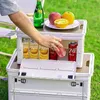 Opbergboxen bakken draagbare opvouwbare buitenopslagkist met handvat camping en picknick houten cover huishouden zonlichtzijde opening Q240506