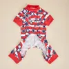 Vêtements pour chiens pyjamas à rayures American Flag Vêtements d'étoile pour les petits chiens Girl Boy costume chiot curide avec pieds pour animaux de compagnie