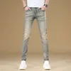 Retro True religieuze jeans mannen trendy Koreaanse versie met slanke pasvorm en kleine voeten high-end heren casual en veelzijdige elastische broek lente en herfststijlen