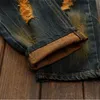 Męskie dżinsy męskie Zrujnowane dżinsowe dżinsy spodnie do dziury rozerwane duże rozmiar Hip Hop High Street Mash Mode Pants J240507