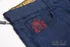 Hommes jeans milliardaires couture italienne été pantalon en cuir mince bleu foncé