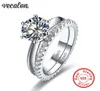 VECALON Fine Jewelry Real 925 Sterling Silver Infinity Ring Set Diamond Engagement Anelli da sposa per donne Gift Bridal2980528
