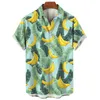 Camicie casual maschile banana ciliegie 3d camicie grafiche stampate per uomo vestiti alla moda hawaiano camicetta a blusa casual camicetta bavaglio top y240506