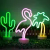 Luces nocturnas Cactus neon letrero que funcionó con batería o luz de neón con alimentación de USB para la lámpara de decoración de la fiesta Regalo de San Valentín y sala de niñas LL