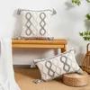 Cushion/Decorative Grey and White Geometric Tufted Cushion Cover Bohemian Tassel Covers Decorative Light Luxury Cushion Cover Home Decor