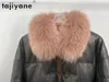 Cuir de femme Real Tajiyane Veste Femmes Hiver Vérihes Vérine de moutons Blanc Duck Down Mouette collier de fourrure coréen CHEF CHEAU MINK EDGE