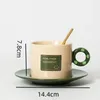 Tasses imprimées en céramique Mug Office Premium Coffee tasse de café et soucoupe Nordic Light Luxury Holiday Gift