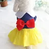 Kleding cartoon dondenkleding bowknot kleding voor honden jurken kleine super huisdier outfits witte sneeuw prinses rok meisjes ropa para 240429