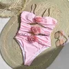 Menas de banho feminina sexy 3d Floral Swimsuit Womens Cut Monokini 2024 Novo H240507