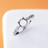 Anelli di cluster 6x6mm 8x8mm 10x10mm Cabochon Ringele a monte semi -montaggio 925 Sterling Silver Women Engagement Impostazione del matrimonio 308M