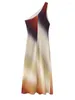 Lässige Kleider 2024 Bazaleas Geschäft Frauen Asymmetrische Satin -Krawattenfarbe Midi Offizielle Kleidung