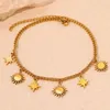 Enkelbanden roestvrij staal Single Layer Star Sun Ladies Anklet Summer Valentijnsdag Gift