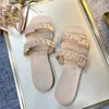 Designer de luxe femmes pantoufles à la mode d'été portant des sandales de plage à fond plat Double ganters de chaîne de gelée taille 35-40