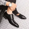 Skórzane męskie moda na biznes mnich butów rozrywki man boczny slip-on Oxford Manager biuro czarne wskazówki