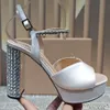 Ontwerpers Rhinestone Sandalen platform Heel schoenen Serpentine Skin 12,5 cm hoog Heeled Ladies Wedding Party Designer Shoe 35-42 met doos chunky originele editie