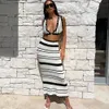 Sumadores de falda de playa de punto de punto de verano Mujeres sexy sin respaldo Slim bohemian trajes de moda