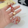 Keychains Bedanyards Luxo Luxo Multi-Color Love Heart Keychain Full Rhinestone liga Rings Key Women Bolsa Pingente Creative Key Corrente