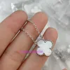 Designer Luxury 1to1 Originele Vancllf Fanjia vierbladige ketting Vrouw 18K Rose Gold Lockbone Chain 925 Silver Natural Fritillaria Chalcedony Live Broadcast