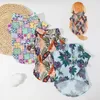 Собачья одежда милая гавайская пляжная одежда для домашних животных осенние листья с коротким рукавом маленькая v Neck удобная