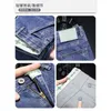 Span micro jeans maschile primavera e estate tasche inclinate semplici pantaloni lunghi ricamati a gamba ricamato ricamato