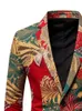 Fashion Red Print Mens Pak 3D Modieuze kleding Business Casual Flower Jacket Coat 240507