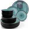 Stilvoll und langlebig 24 -teilige mediterrane Steinzeug -Geschirrset - Mikrowellen -Safe -Teller und Schalen für 8 - Keramikschale in Beige