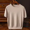 T-shirts masculins T-shirt en cachemire pour hommes à col à col ferme tricoté grand pull de laine Nouveau Printemps / été à manches courtes à manches courtes haut de gamme Teel2405