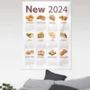 Kalender Ins 2024 Kalenderwandhangende doek Tapijtwandhangendoek voor slaapkamer kalenderstof 32x40cm kerstkamer decor