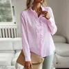 Women's Blouses Shirts Womens Blouses Fashion Simple Floral Border Collar Long Sle Single Breasted Casual Solid Color Fe Straight Shirts d240507