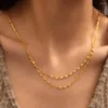 Цепочки нержавеющая сталь ожерелья классическая минималистская цепочка для губ хип -хоп многослойное модное ожерелье для женщин свадебный подарок