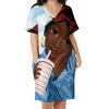 Robes décontractées pour dames robes imprimées vacances femme jamaïcaine art mignon manche courte motif de rue porte grand taille 4xl 5xl