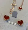 Designer Version High Little Red Heart Collier Peach Jade Chalcedony Vanguard Heavy Ored Studs Classic Elegant Beautiful Rose Rose Gold