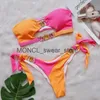 Women's Swimodwear para praia cameo push up bikini set żeńska bandeau kostium kąpielowy 2023 luksusowe rhinestone kobiety brazylijskie kostium kąpielowy H240507