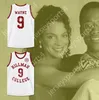 Özel Nay Mens Gençlik/Çocuklar Dwayne Wayne 9 Hillman Koleji Beyaz Basketbol Forması Kartal Yamalı Top Dikişli S-6XL