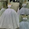 Juwelierjurken Shining Pearls Ball Wedding Designer Pailletten aanvrager Backless Pleats Court Custom Plus Size Made Bridal Gown Vestidos de Novia