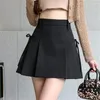Spódnice 2024 Koreańsko -mody plisowana spódnica dla kobiet koronkową wiosną letnie studenci o wysokim talii szary czarny mini słodki słodki