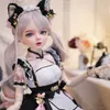 1/3 Bjd Doll Cat Costume Designer Makeup Dziecko twarz Dobra masa masowa samice samice ruchome korpusie lalka DIY Make Up 60 cm zabawka gifi 240506