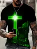 T-shirts voor heren 2024 Nieuwe christelijke christelijke mannen Kleding T-shirt Mannen Oversized t-shirts Jezus Christus Cross 3d Print Men Tops Vintage Hip Hop Short Slve T240506