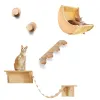 Kratzer Wandmontierte Katzenbaumkatze Klettern Holzregale Klettern Hängematten -Set Kratzerpfosten und Leiter für Katzen spielen und schlafen