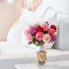Dekorative Blumen künstliche rosa Rosenstrauß Blume Hochzeit Brautprographie Requisiten Hausgartendekoration Simulation Seide